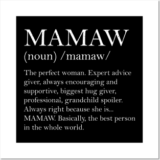 Mamaw Definition Grandma Mother Day Gifts Women Posters and Art